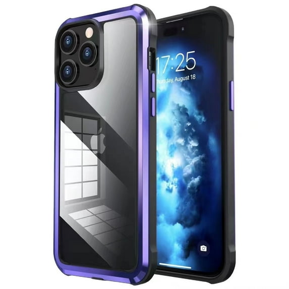 Allytech Case for iPhone 14 Plus 6.7 Inch,Compatible with Shockproof Magsafe Full Body Protection Case Magnetic Attraction Metal+TPU Bumper+Clear Back Cover Case for iPhone 14 Plus,Purple