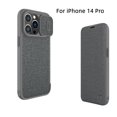 thumbnail image 1 of Allytech Case for iPhone 14 Pro (6.1" 2022), Heavy Duty Protective PC Backplane Anti-scratch Lens Slide Window Wireless Card Slots Kickstand Leather Surface Luxury Flip Folio Case, Gray, 1 of 8