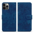thumbnail image 1 of Allytech Case for iPhone 14 Pro 6.1" 2022, Secure Grip Leather Case Shockproof TPU Backplane Anti-scratch Anti-fingerpront Luxury Embossed Flower Pattern 360°All-around Protective Case, Blue, 1 of 8