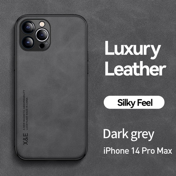 Allytech Case for iPhone 14 Pro Max(2022), Secure Wrap Business Case [PU Leather + Soft TPU] Shockproof Anti-fall Car Magnetic Suction Skily Feel Ultra-thin Light Case for iPhone 14 Pro Max, Darkgray