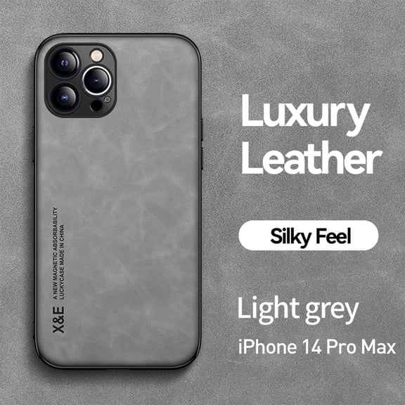 Allytech Case for iPhone 14 Pro Max(2022), Secure Wrap Business Case [PU Leather + Soft TPU] Shockproof Anti-fall Car Magnetic Suction Skily Feel ltra-thin Light Case for iPhone 14 Pro Max, Lightgray