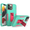 thumbnail image 1 of Allytech Case for iPhone 14 Pro Max 5G (6.7 inch) 2022 Released, Hard PC and Soft TPU Inner Shockproof Anti-Scratch Built-in Kickstand Case for iPhone 14 Pro Max 2022, Green+Rose, 1 of 5