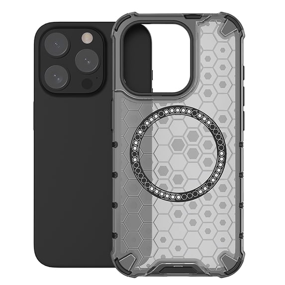 Allytech Case for iPhone 14 Pro Max, Non-Yellowing Anti-Scratch Slim Thin Translucent Honeycomb Heat Dissipation Dual-Layer Drop Protection Bumper Case Cover Compatible with MagSafe, Black