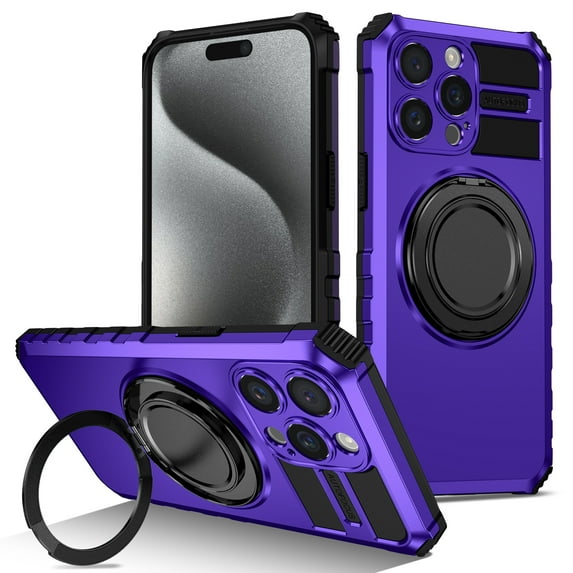 Allytech Case for iPhone 15 Pro Max - 360° Rotatable Magnetic Ring Stand - Compatible with MagSafe - Military-Grade Protection - Anti-Scratch & Anti-Fingerprint - Slim Fit Cover (Purple)