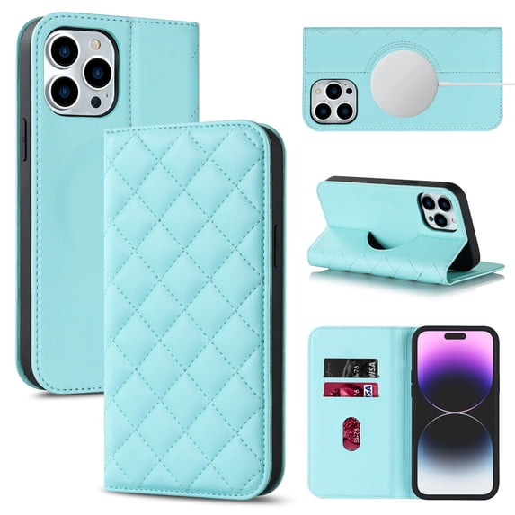 Allytech Case for iPhone 16 Plus Compatible with MagSafe Wireless Charging, Shockproof Full Protective Flip Folio Wallet Case with RFID Blocking Card Slots PU Leather Stand Magnetic Cover, Blue