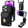 thumbnail image 1 of Allytech Case for iPhone 16 Pro, [Large Capacity] Wallet Case with Card Slots & Zipper Pocket, Premium PU Leather Metal Snap Kickstand Shockproof Case with Shoulder Strap, Black, 1 of 9