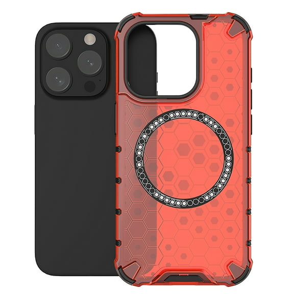 Allytech Case for iPhone 16 Pro Max, Non-Yellowing Anti-Scratch Slim Thin Translucent Honeycomb Heat Dissipation Dual-Layer Drop Protection Bumper Case Cover Compatible with MagSafe, Red