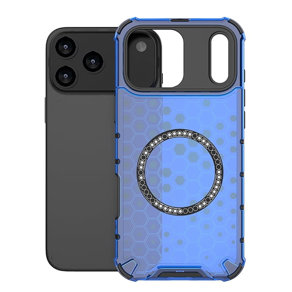 Allytech Case for iPhone 17 Pro Max, Non-Yellowing Anti-Scratch Slim Thin Translucent Honeycomb Heat Dissipation Dual-Layer Drop Protection Bumper Case Cover Compatible with MagSafe, Blue