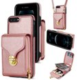 thumbnail image 1 of Allytech Case for iPhone 7 / 8 / SE 2022 & 2020, [Large Capacity] Wallet Case with Card Slots & Zipper Pocket, Premium PU Leather Metal Snap Kickstand Shockproof Case with Shoulder Strap, Rosegold, 1 of 6