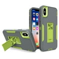 thumbnail image 1 of Allytech Case for iPhone X 2017/iPhone XS 2018 5.8", TPU + PC Hybrid Shockproof Cover with Magnetic Car Mount Flip Kickstand Non-Slip Rugged Case for iPhone XS/ iPhone X, Gray+Green, 1 of 7
