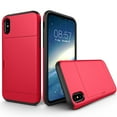 thumbnail image 1 of Allytech Case for iPhone XR Case Hybrid iPhone XR Wallet Case Dual Layer Protective Shell Hard PC Soft TPU Bumper Credit Cards Slot Cover for 2018 Apple iPhone XR 6.1"- Red, 1 of 1
