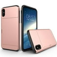 thumbnail image 1 of Allytech Case for iPhone XS Case Hybrid iPhone X Wallet Case Dual Layer Protective Shell Hard PC Soft TPU Bumper Credit Cards Slot Cover for 2018 Apple iPhone X/ XS 5.8"- Rosegold, 1 of 4