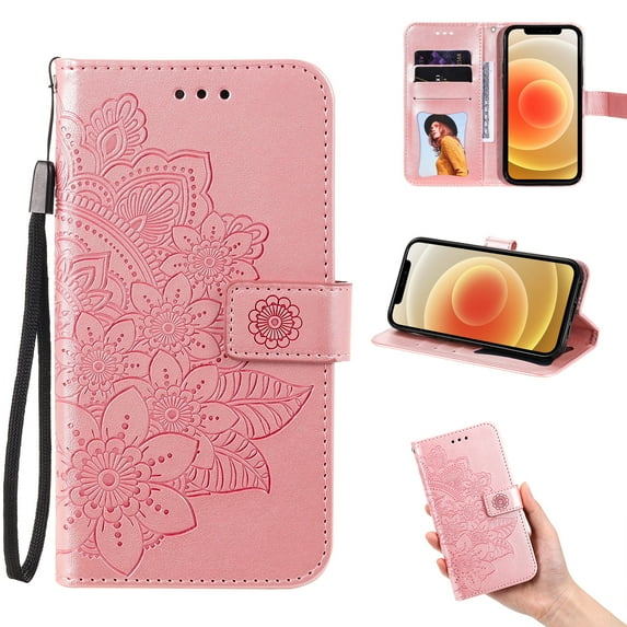 Allytech Case for iPhone XS Max (2018) 6.5 inch, Premium PU Leather Wallet Case with Kickstand and Flip Magnetic Snap Cover with Hand Strap Case for iPhone XS Max 6.5" 2018, Rosegold