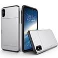 thumbnail image 1 of Allytech Case for iPhone XS Max Case Hybrid iPhone XS Max Wallet Case Dual Layer Protective Shell Hard PC Soft TPU Bumper Credit Cards Slot Cover for 2018 Apple iPhone XS Max 6.5"- Silver, 1 of 1