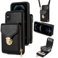 thumbnail image 1 of Allytech Case for iPhone XS Max, [Large Capacity] Wallet Case with Card Slots & Zipper Pocket, Premium PU Leather Metal Snap Kickstand Shockproof Case with Shoulder Strap, Black, 1 of 10