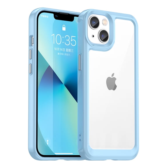 Allytech Clear Back Case for iPhone 13 5G 6.1 inch 2021, Drop Protection Shock-Absorbing Corners Anti-Scratch Soft TPU Edges (Without Screen Protector) Cover for iPhone 13 2021 (6.1"), Blue