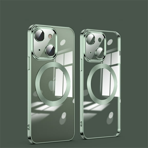 Allytech Clear Case Compatible with iPhone 14 Case 2022, Magnetic Case with Built-in Magnets Compatible with MagSafe Crystal Clear Yellow Resistant Slim Soft TPU Bumper Cover for iPhone 14, Green