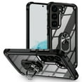 thumbnail image 1 of Allytech Clear Case for Samsung Galaxy S22 Plus, Slim Case with Metal Ring Kickstand, Armor Lens Protection Shockproof Anti-Fingerprint Soft TPU Frame + Hard PC Back Protective Case - Black, 1 of 8