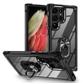 thumbnail image 1 of Allytech Clear Case for Samsung Galaxy S23 Ultra, Slim Case with Metal Ring Kickstand, Armor Lens Protection Shockproof Anti-Fingerprint Soft TPU Frame + Hard PC Back Protective Case - Black, 1 of 7