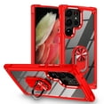 thumbnail image 1 of Allytech Clear Case for Samsung Galaxy S23 Ultra, Slim Case with Metal Ring Kickstand, Armor Lens Protection Shockproof Anti-Fingerprint Soft TPU Frame + Hard PC Back Protective Case - Red, 1 of 7