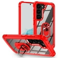 thumbnail image 1 of Allytech Clear Case for Samsung Galaxy S24 Plus, Slim Case with Metal Ring Kickstand, Armor Lens Protection Shockproof Anti-Fingerprint Soft TPU Frame + Hard PC Back Protective Case - Red, 1 of 7