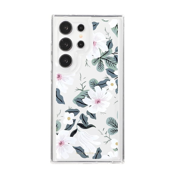 Allytech Clear Case for Samsung Galaxy S24 Plus, Slim Fit Lightweight Soft TPU Cover with Stylish Flower Pattern, Shockproof Non-Yellowing Protective Phone Case for Women Girls, Flower-B