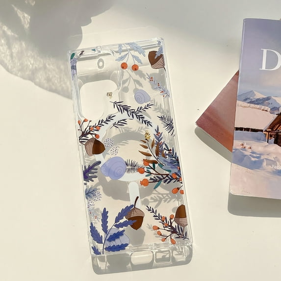 Allytech Clear Case for Samsung Galaxy S25 Ultra with Stylish Floral Pattern, Support Wireless Charging, Ultra Thin Lightweight Screen Lens Protection Shockproof Magnetic Case - Purple Flower