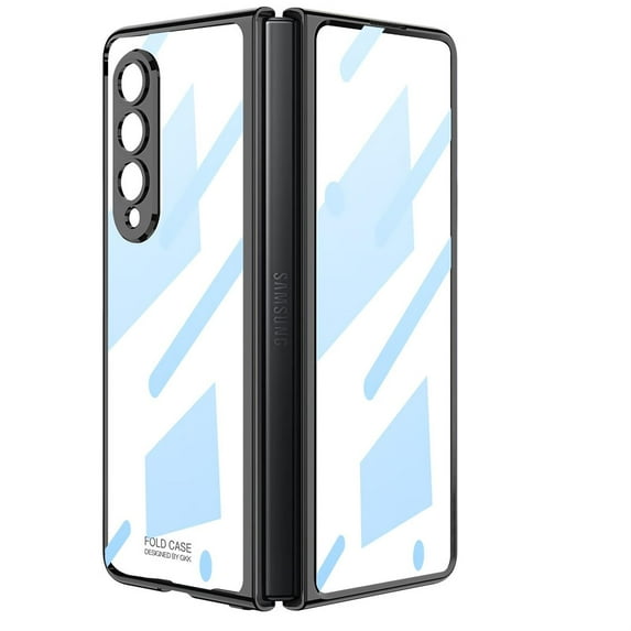 Allytech Clear Case for Samsung Galaxy Z Fold 4, Ultra Slim Cover with Screen Protector and Camera Lens Protector, Hard PC Plating Shockproof Anti-Scratch Case for Samsung Galaxy Z Fold 4 - Black