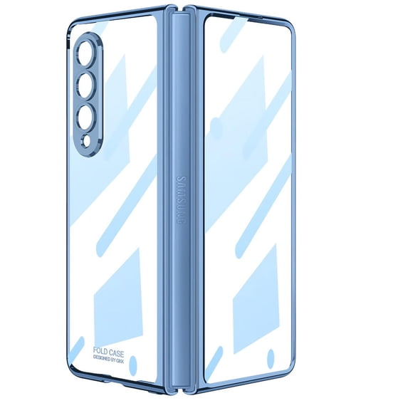 Allytech Clear Case for Samsung Galaxy Z Fold 4, Ultra Slim Cover with Screen Protector and Camera Lens Protector, Hard PC Plating Shockproof Anti-Scratch Case for Samsung Galaxy Z Fold 4 - Blue
