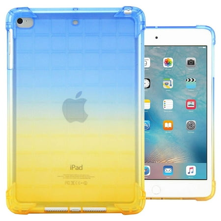 Allytech Clear Case for iPad 9.7" 2018/2017/ iPad Air 1 2/ iPad Pro 9.7", Silicone TPU Back Cover Shockproof Corner Protection Bumper Anti-Scratch Case Cover for iPad 9.7" 6th 5th Gen, Blue/Yellow