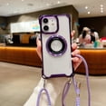 thumbnail image 1 of Allytech Clear Case for iPhone 12, Compatible with MagSafe, Four Corners Drop Protection, Shockproof Anti-Scratch Slim Case with Shoulder Strap for iPhone 12 - Purple, 1 of 9