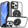 thumbnail image 1 of Allytech Clear Case for iPhone 13 Pro with 360° Rotatable Ring Holder Kickstand, [Compatible with MagSafe] Soft Bumper Rugged Acrylic Back Hybrid Protective [Non-Yellowing] Case, Black, 1 of 9
