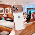 thumbnail image 1 of Allytech Clear Case for iPhone 13 Pro Max, [Camera Lens Protector] [Thin & Light] Luxury Plating Wave Frame Large Window Soft TPU Shockproof Protective Case for iPhone 13 Pro Max - Rosegold, 1 of 11