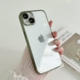 thumbnail image 1 of Allytech Clear Case for iPhone 13 Pro Max, Ultra Slim Soft TPU Plating Gold Edge Transparent Back Phone Cover with Camera Lens Protectors For iPhone 13 Pro Max,Green, 1 of 7