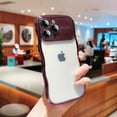 thumbnail image 1 of Allytech Clear Case for iPhone 14 Plus, [Camera Lens Protector] [Thin & Light] Luxury Plating Wave Frame Large Window Soft TPU Shockproof Protective Case for iPhone 14 Plus - Darkpurple, 1 of 11