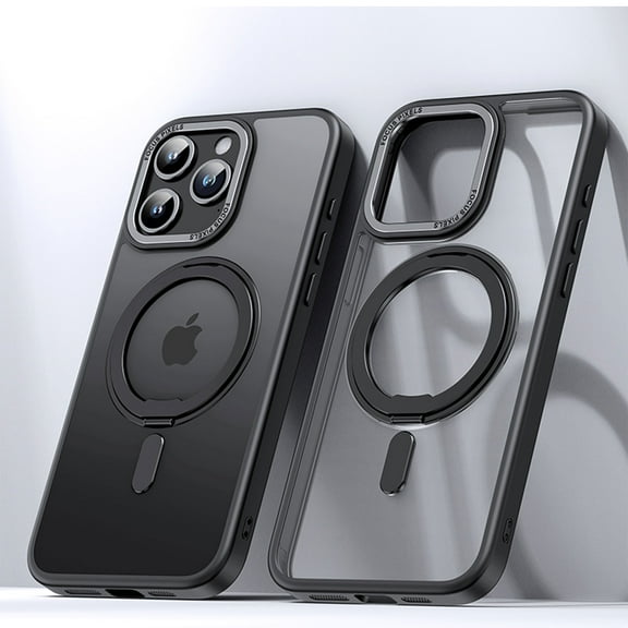 Allytech Clear Case for iPhone 14 Pro, Compatible with Magsafe, Slim Fit Lightweight Soft TPU + Hard PC Military Grade Protection Shockproof Case with 360° Rotatable Magnetic Ring Stand, Black