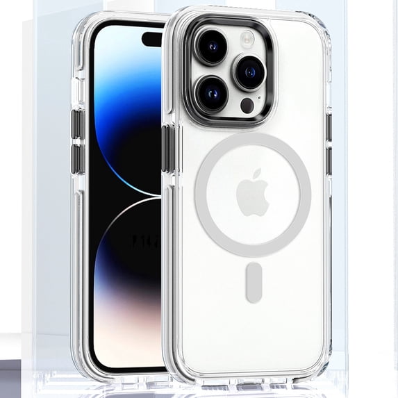 Allytech Clear Case for iPhone 15, Fashion Slim Magnetic Cover Compatible with MagSafe, Classic Transparent Shockproof Anti-Yellowing Hard PC Back Cover for iPhone 15 - White