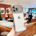 thumbnail image 1 of Allytech Clear Case for iPhone 15 Plus, [Camera Lens Protector] [Thin & Light] Luxury Plating Wave Frame Large Window Soft TPU Shockproof Protective Case for iPhone 15 Plus - Silver, 1 of 11