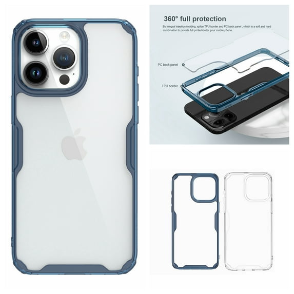 Allytech Clear Case for iPhone 15 Plus, Ultra Slim Lightweight Transparent Case for Women Men, TPU Border Camera Screen Protection Shockproof Non- Slip Hard PC Case for iPhone 15 Plus - Blue