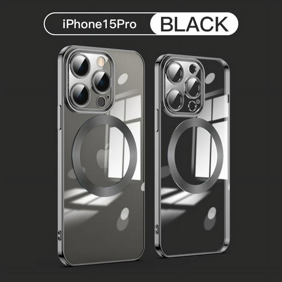Allytech Clear Case for iPhone 15 Pro, Compatible with Magsafe Wireless Charging Luxury Chic Mangetic Back Cover Shockproof Bumper Phone Case for Apple iPhone 15 Pro - Black