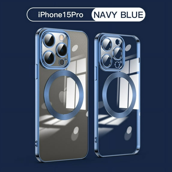 Allytech Clear Case for iPhone 15 Pro, Compatible with Magsafe Wireless Charging Luxury Chic Mangetic Back Cover Shockproof Bumper Phone Case for Apple iPhone 15 Pro - Navyblue