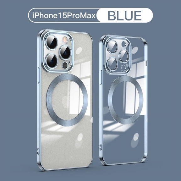 Allytech Clear Case for iPhone 15 Pro Max, Compatible with Magsafe Wireless Charging Luxury Chic Mangetic Back Cover Shockproof Bumper Phone Case for Apple iPhone 15 Pro Max - Blue