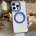 thumbnail image 1 of Allytech Clear Case for iPhone 15 Pro Max, Ultra Slim Lightweight Ring Holder 360° Kickstand Case Support Wireless Charging, Soft TPU + Hard PC Shockproof Non-Scratches Protective Cover, Darkblue, 1 of 13
