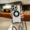 thumbnail image 1 of Allytech Clear Case for iPhone 16 Pro Max, Compatible with MagSafe, Four Corners Drop Protection, Shockproof Anti-Scratch Slim Case with Shoulder Strap for iPhone 16 Pro Max - Black, 1 of 9