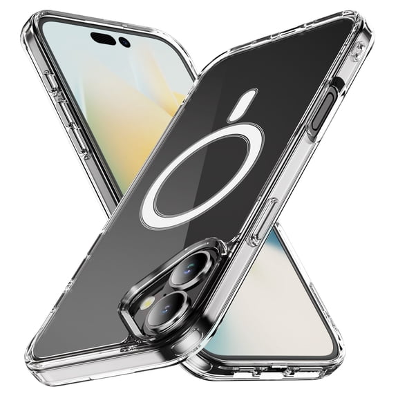Allytech Clear Magnetic Case for Apple iPhone 16, [Thin & Light] [Non-Yellowing] Shockproof Soft TPU Bumper Hard PC Back Case with Plating Button, Full Body Protection Anti-Scratch Case - Clear