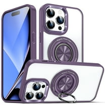 Allytech Clear Mangetic Case for iPhone 16e with 360° Rotatable Ring Holder Kickstand, [Compatible with MagSafe] Soft Bumper Rugged Acrylic Back Hybrid Protective [Non-Yellowing], Purple