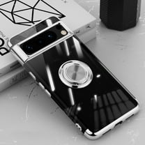 Allytech Clear Plating Case for Google Pixel 10 Pro XL with Stand, 360° Rotatable Magnetic Ring Holder Support Car Mount, Soft TPU Bumper Ultra Thin Slim Protective Case for Women Men - Silver