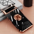 thumbnail image 1 of Allytech Clear Plating Case for Google Pixel 9 Pro with Stand, 360° Rotatable Magnetic Ring Holder Support Car Mount, Soft TPU Bumper Ultra Thin Slim Protective Case for Women Men - Rosegold, 1 of 10