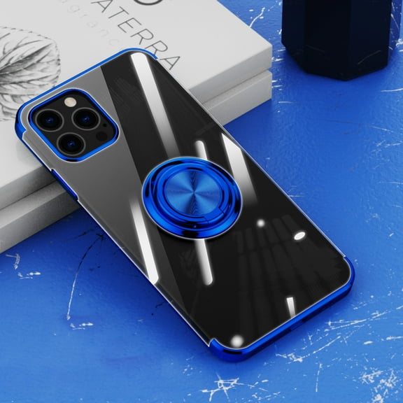 Allytech Clear Plating Case for iPhone 11 with Stand, 360° Rotatable Magnetic Ring Holder Support Car Mount, Soft TPU Bumper Ultra Thin Slim Protective Case for Women Men - Blue