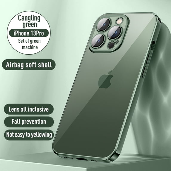 Allytech Clear Series for iPhone 13 Pro Case Drop, Scratch Protection, Phone Case with Shockproof Corner Airbags Anti-Yellowing, Electroplated Edge, Transparent backplane, 6.1 in, Green